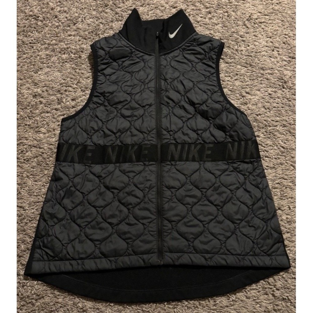 Nike AeroLayer Women's Running Vest M Black Quilted Full Zip Sleeveless